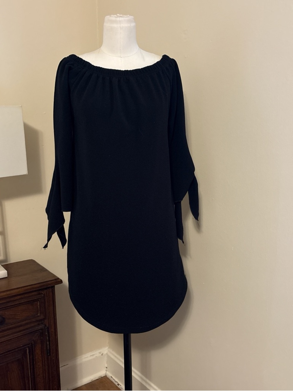 Papillon Black Off-Shoulder Tunic Dress